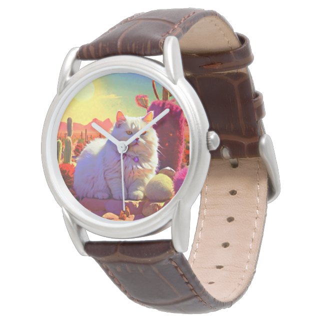 Stijlvolle pluizige kattenhorloge voor kattenliefh horloge (Gekanteld)