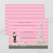 Stijlvolle Poedel Eiffeltoren Parijs Verjaardagsfe Kaart (Voorkant / Achterkant)