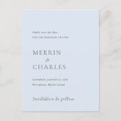 Stijlvolle Poederblauw Moderne bruiloft Save the D Aankondigingskaart (Voorkant)