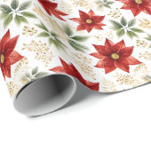 Stijlvolle Poinsettia Bloem Cadeaupapier (Rol Hoek)