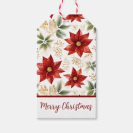 Stijlvolle Poinsettia Bloembloem Cadeaulabel