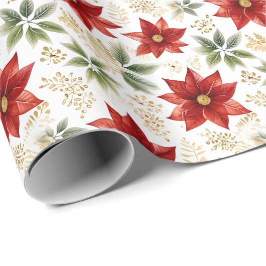 Stijlvolle Poinsettia Bloembloem Cadeaupapier (Rol Hoek)