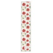 Stijlvolle Poinsettia Bloemen Kerstmis Medium Tafelloper (Voorkant)