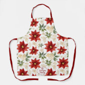Stijlvolle Poinsettia Bloemen Kerstmis Schort (Voorkant)