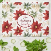 Stijlvolle Poinsettia Bloemen Kerstmis Theedoek (Gevouwen)