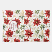 Stijlvolle Poinsettia Bloemen Kerstmis Theedoek (Horizontaal)