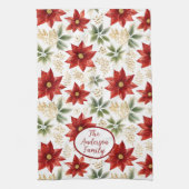 Stijlvolle Poinsettia Bloemen Kerstmis Theedoek (Verticaal)