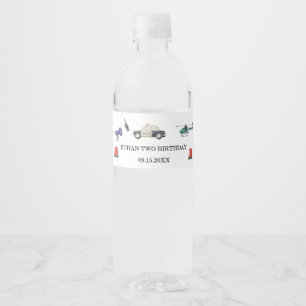 Stijlvolle politie kinderverjaardag waterfles etiket