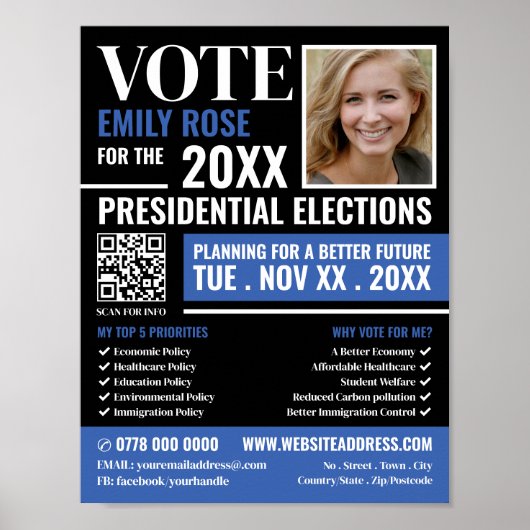Stijlvolle politieke campagnevoerder Adverteren Poster (Voorkant)