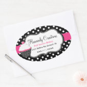 Stijlvolle Polka Dot en Cupcake Bakery Sticker