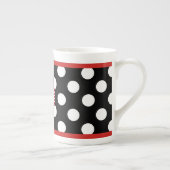 Stijlvolle polka stip monogram bone china mok (Rechts)