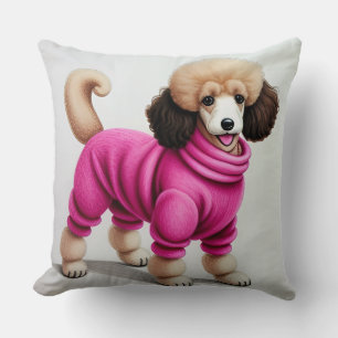 Stijlvolle Poodle met Roze Kussen