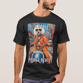 Stijlvolle Poodle rijdt op een scooter in de stad T-shirt