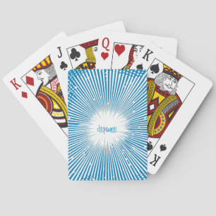 Stijlvolle Pop Art Explosie - Blauw en Wit Pokerkaarten