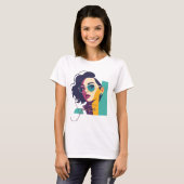 Stijlvolle Pop Art Vrouw met Bril T-shirt (Voorkant volledig)