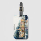Stijlvolle Portofino Italië Waterverf schilderij Bagagelabel (Voorkant (verticaal))