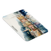 Stijlvolle Portofino Italië Waterverf schilderij Magneet (Rechterzijde)