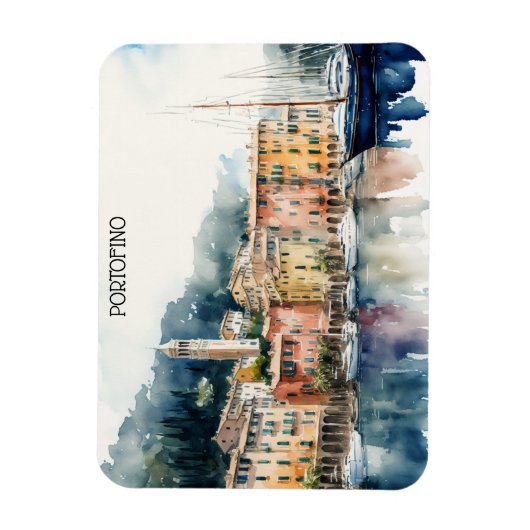 Stijlvolle Portofino Italië Waterverf schilderij Magneet (Verticaal)