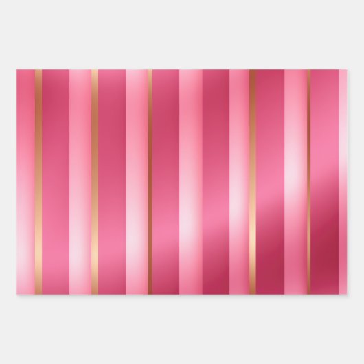 Stijlvolle Posh Blush Roze en Goud Gestreept Inpakpapier Vel (Voorkant 2)