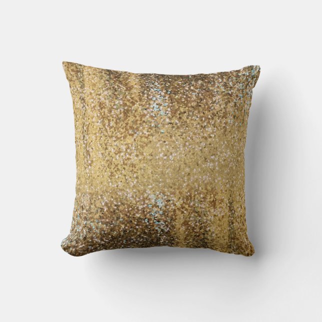 Stijlvolle Posh Glitter Faux gouden sequentie Kussen (Voorkant)