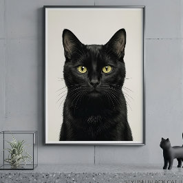 Stijlvolle Poster met Illustratie van Zwarte Kat