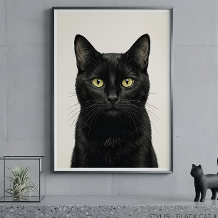 Stijlvolle Poster met Illustratie van Zwarte Kat