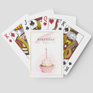 Stijlvolle potlood Kunstroze Birthday Cupcake Pokerkaarten