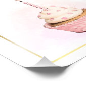Stijlvolle potloodkunst Roze verjaardagscupcake Foto Afdruk (Hoek)