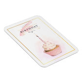 Stijlvolle potloodkunst Roze verjaardagscupcake Magneet (Rechterzijde)