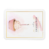 Stijlvolle potloodkunst Roze verjaardagscupcake Magneet (Horizontaal)