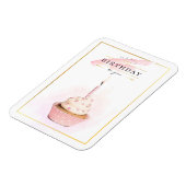 Stijlvolle potloodkunst Roze verjaardagscupcake Magneet (Linkerzijde)