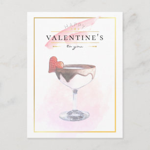 Stijlvolle potloodkunst St. Valentijnsdag cocktail Briefkaart