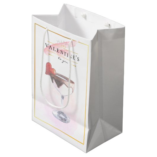 Stijlvolle potloodkunst St. Valentijnsdag cocktail Medium Cadeauzakje (Voorkant Gekanteld)