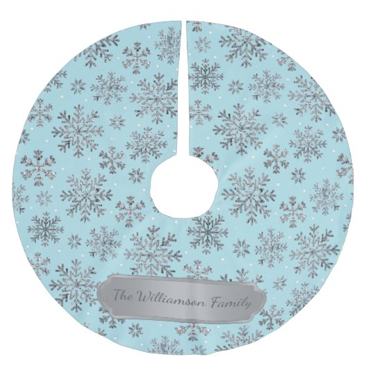 Stijlvolle Powder Blu Christmas | Elegante sneeuwv Kerstboom Rok (Voorkant)