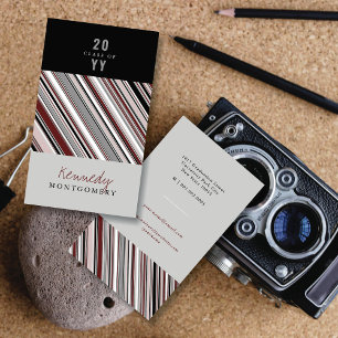 Stijlvolle Preppy Brown Pin Stripes Modern Afstude Contactkaartje