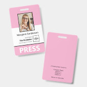 Stijlvolle Press ID-badge met foto- en QR-code Badge (Voor- en achterkant)