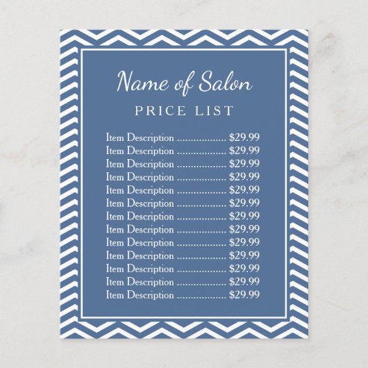 Stijlvolle prijslijst voor roetblauw Chevron Beaut Flyer (Voorkant)