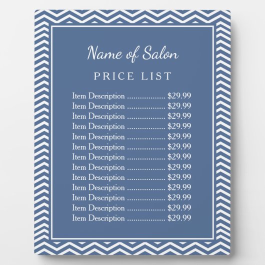 Stijlvolle prijslijst voor roetblauw Chevron Beaut Fotoplaat (Voorkant)