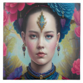 Stijlvolle prinses met tartan outfit tegeltje (Voorkant)