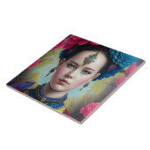 Stijlvolle prinses met tartan outfit tegeltje (Zijkant)