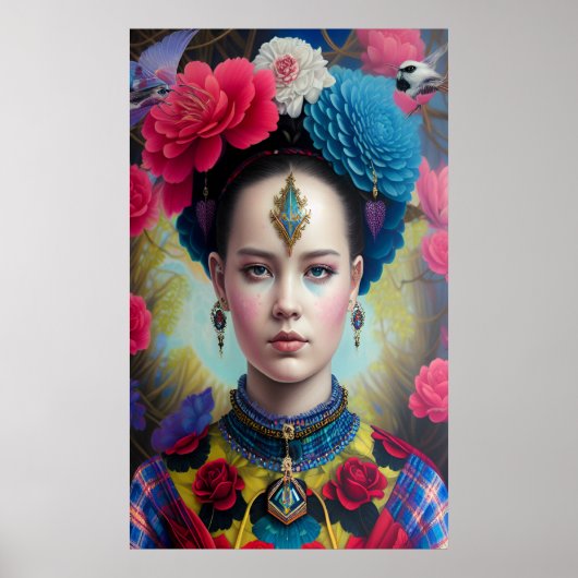 Stijlvolle prinses met tartanen outfit poster (Voorkant)