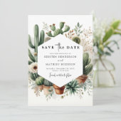 Stijlvolle Printable Cactus Wedding Save The Date (Staand voorkant)