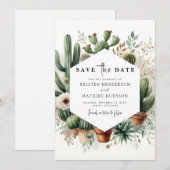 Stijlvolle Printable Cactus Wedding Save The Date (Voorkant / Achterkant)
