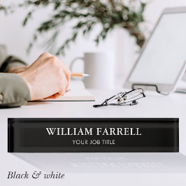 Stijlvolle Professional Traditioneel Zwart Wit Naambordje