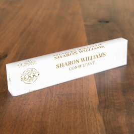 Stijlvolle Professional Wit Goud Logo Kantoor tite Naambordje