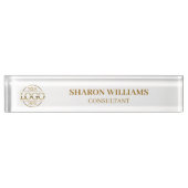 Stijlvolle Professional Wit Goud Logo Kantoor tite Naambordje (Voorkant)