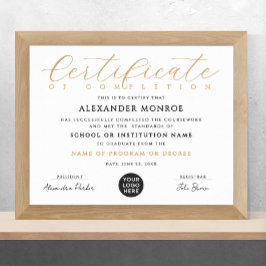 Stijlvolle professionele certificaat Logo kalligra Poster