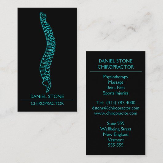 Stijlvolle professionele Chiropractor Backbone Xra Visitekaartje (Voorkant / Achterkant)