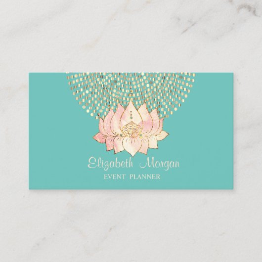 Stijlvolle professionele gouden Stippen Lotus Mint Visitekaartje (Voorkant)