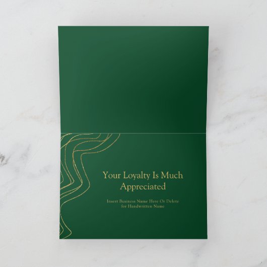 Stijlvolle Professionele Groene/Gouden Zaken Bedankkaart (Binnen)